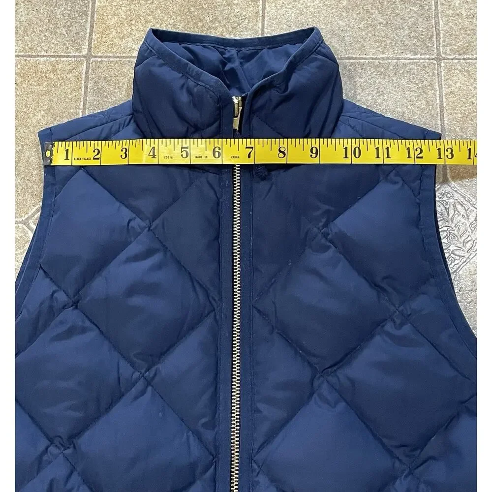 J. Crew Quilted Puffer Vest Women XXS Blue Down Insulated Casual Hiking Gorpcore